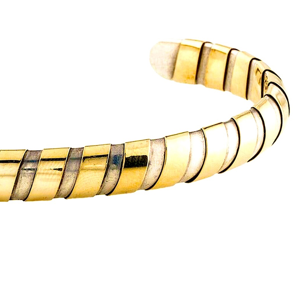 CARTIER VINTAGE & VERY RARE TUBOGAS 18K YELLOW GOLD & Sterling Cuff.  30 Grams - Picture 3 of 12